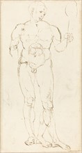 Male Nude Holding a Mirror [recto], c. 1500. Creator: Albrecht Durer.