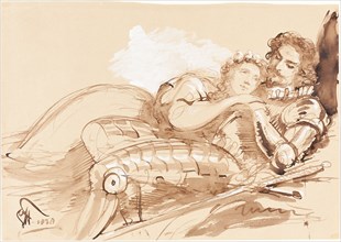A Maiden Embraced by a Knight in Armor, 1838. Creator: George Hayter.