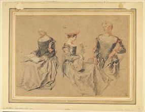 Three Studies of Seated Women, c. 1715. Creator: Jean-Antoine Watteau.