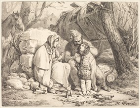 Soldier's Family Encamped, c. 1818. Creator: Emile Jean-Horace Vernet.