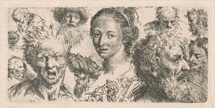 Studies of Eleven Heads, 1770s(?). Creator: Bartholomaeus Ignaz Weiss.
