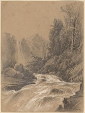 Mountain Landscape, Stream and Waterfall, 1860. Creator: William Hart.