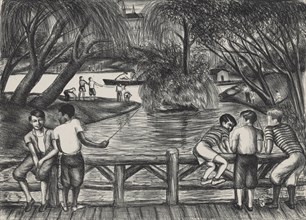 Fishing in the Park, ca.1935 - 1943. Creator: Richard William Lindsey.