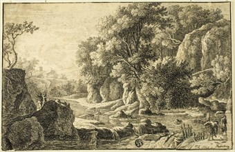 River Landscape with Figures, n.d. Creator: George Frederick Rosenberg.