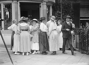 Woman Suffrage - Groups at Headquarters, 1917. Creator: Harris & Ewing.