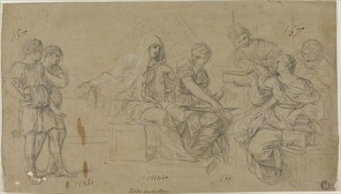 Cornelia Exhibiting Her Two Sons to a Friend, n.d. Creator: Livio Mehus.