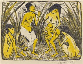 Finding of Moses (Auffindung des Moses), c. 1920. Creator: Otto Mueller.