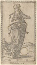 Polimnia (Polyhymnia), c. 1465. Creator: Master of the E-Series Tarocchi.
