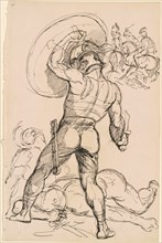 An Ancient Roman Warrior in Battle, c. 1830. Creator: Hippolyte Lalaisse.