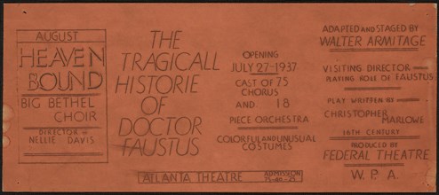 The Tragicall Historie of Doctor Faustus, Atlanta, 1937. Creator: Unknown.