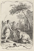 Abraham Kneeling before the Three Angels, c. 1745. Creator: Joseph Wagner.