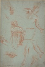 Sheet of Studies with Figures, Hands, and Feet. Creator: Agostino Masucci.