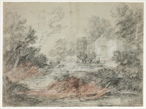 Landscape with Buildings by a Stream, 1782/86. Creator: Thomas Gainsborough.