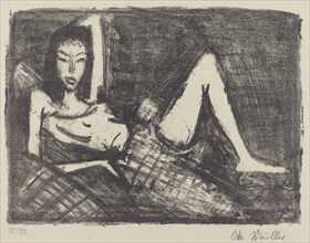 Girl on a Couch (Mädchen auf dem Kanapee), 1921/1922. Creator: Otto Mueller.