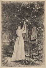 Untitled (Woman Picking Blossoms), c. 1890. Creator: Charles Yardley Turner.