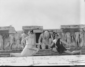 Kanellos dance group at ancient sites in Greece, 1929 Creator: Arnold Genthe.