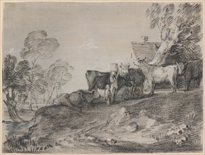 Landscape with Cattle by a Cottage, late 1770s. Creator: Thomas Gainsborough.