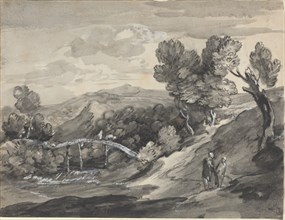 Wooded Upland Landscape with a Bridge, c. 1780. Creator: Thomas Gainsborough.