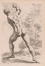 The Borghese Gladiator, back view [plate 29], 1638. Creator: François Perrier.