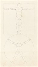 Circle and Square of the Human Figure, published 1829. Creator: George Scharf.
