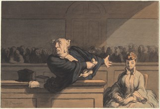 Le Défenseur (Counsel for the Defense), c. 1862/1865. Creator: Honore Daumier.