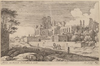 Landscape with Ruins and a Woman with a Parasol. Creator: Herman van Swanevelt.