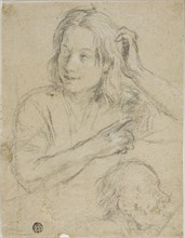 Boy with Hand on His Head and Profile of Old Man, n.d. Creator: Samuel Drummond.