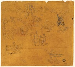 Sheet of Sketches of Mythological Subjects, 1700-1799. Creator: Thomas Stothard.