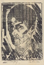 Self-Portrait Facing Left (Selbstbildnis nachlinks), 1920. Creator: Otto Mueller.