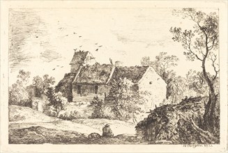 House with a Dovecote in a Rolling Landscape, c. 1770. Creator: Nicolas Perignon.