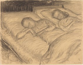 The Artist's Children Wolf and Anna Asleep, c. 1900. Creator: Leopold Kalckreuth.