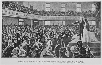 Plymouth Church. Rev. Henry Ward Beecher selling a slave, 1897. Creator: Unknown.