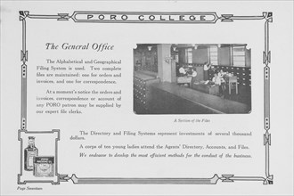 Poro College; The general office; A section of the files, 1922. Creator: Unknown.