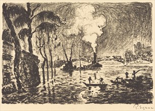 The Flooded Seine in 1910 (La Seine en crue, en 1910), 1923. Creator: Paul Signac.