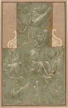Studies of Saint Francis Kneeling and Other Figures, c. 1390/1410. Creator: Unknown.