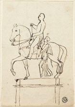 Sculpture of a Horseman Accompanied by Standing Woman, n.d. Creator: Thomas Stothard.