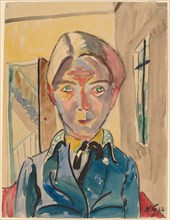 Self-Portrait in Front of Stairs (Selbst vor Treppe), 1922. Creator: Walter Gramatté.