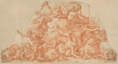 Diana and Apollo Slaughtering the Children of Niobe, c. 1550. Creator: Pirro Ligorio.
