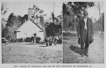 Rev. James H. Dunston and one of the churches he ministers to, 1922. Creator: Unknown.