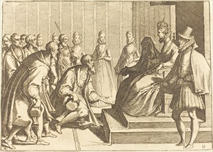 Margaret of Austria Giving Audience to a Nobleman, 1612. Creator: Raffaello Schiaminossi.