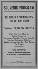 Souvenir Program, Dr. Booker T. Washington's Tour of New Jersey, 1914.  Creator: Unknown.