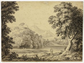 Italianate Landscape with Lake and Castle on Cliffs, n.d. Creator: Harriette Anne Seymour.