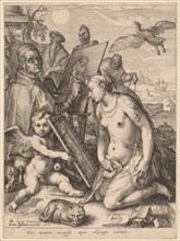 Artist Painting a Nude Woman: Allegory of Visual Perception, 1616. Creator: Jan Saenredam.