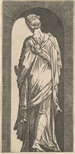 Sibyl Seen from the Back, Looking Downward to the Left, c. 1550. Creator: Lambert Suavius.