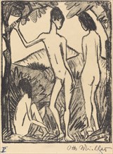 Standing Boy and Two Girls (Stehender Knabe und zwei Madchen), 1917. Creator: Otto Mueller.