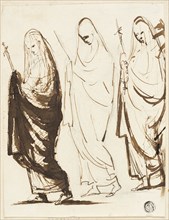 Procession of Three Draped Women Holding Crosses or Sceptres, 1754/1802. Creator: George Romney.