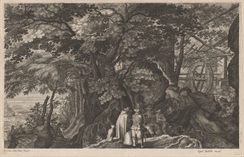 Ancient Trees by a Mountain Watermill, 1600/1615. Creators: Aegidius Sadeler II, Pieter Stevens.