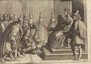 Margaret of Austria Giving Audience to a Nobleman [verso], 1612. Creator: Raffaello Schiaminossi.