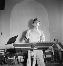 Portrait of Leonard Bernstein, Carnegie Hall, New York, N.Y., 1946. Creator: William Paul Gottlieb.