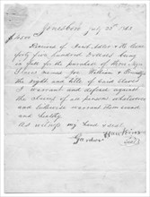 Bill of sale for 3 slaves sold to Jacob Adler in Jonesboro for $4500, 1863-07-25. Creator: Unknown.